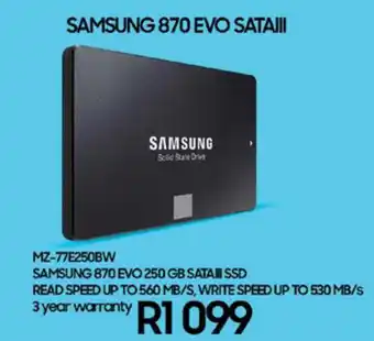 Samsung 870 EVO 250GB SATAIII SSD - MZ-77E250BW