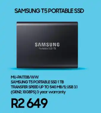 Computer Mania Samsung T5 Portable SSD 1TB - MU-PA1T0B/WW offer