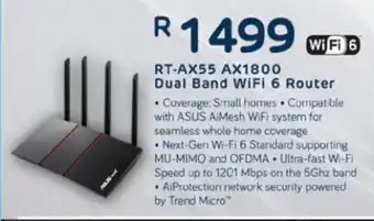 Computer Mania Asus - RT-AX55 AX1800 Dual Band WiFi 6 Router offer