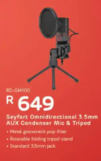 Computer Mania Redragon - Seyfert Omnidirectional 3.5mm AUX Condenser Mic & Tripod offer