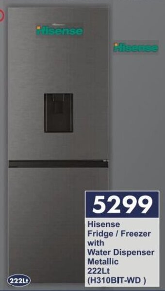 President Hyper Hisense Fridge/Freezer with Water Dispenser Metallic 222LT (H310BIT-WD) offer