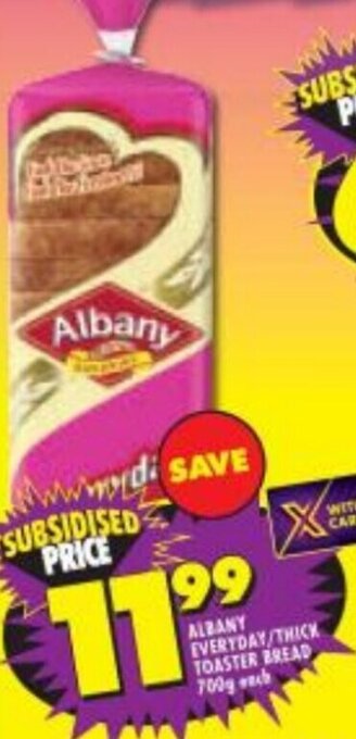 Shoprite Albany Everyday/Thick Toaster Bread 700g each offer