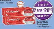 Dis-Chem Colgate optic white toothpaste assorted-75ml offer