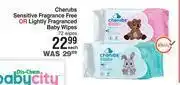 Dis-Chem Cherubs sensitive fragrance free or lightly fragranced baby wipes 72 wipes-each offer