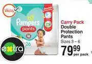 Dis-Chem Pampers carry pack double protection pants sizes 3-6-per pack offer