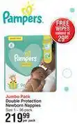 Dis-Chem Pampers jumbo pack double protection newborn nappies size 1-96 pack-per pack offer