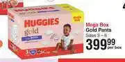 Dis-Chem Huggies mega box gold pants sizes 3-6-per box offer