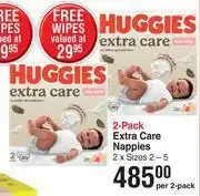 Dis-Chem Huggies 2 pack extra care nappies 2 x sizes 2-5-per 2 pack offer