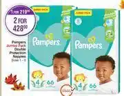 Dis-Chem Pampers jumbo pack double protection nappies sizes 1-6-for 1 offer
