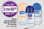 Dis-Chem Sanex anti perspirant roll on for men or women assorted-50ml offer