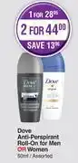 Dis-Chem Dove anti perspirant roll on for men or women assorted-50ml offer