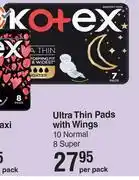Dis-Chem Kotex ultra thin pads with wings 10 normal 8 super-per pack offer