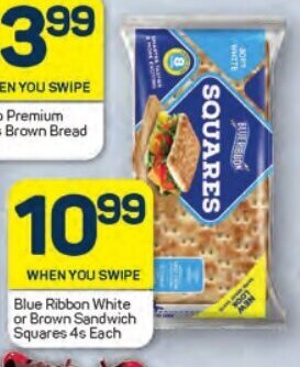 Pick n Pay Blue Ribbon White or Brown Sandwich Squares 4s each offer