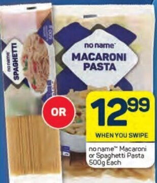 Pick n Pay No name Macaroni or Spaghetti Pasta 500g each offer