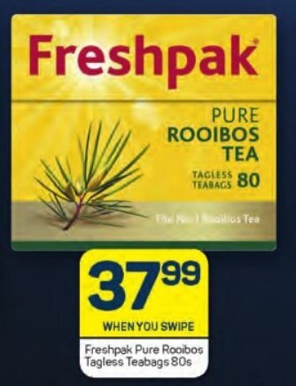 Pick n Pay Freshpak Pure Rooibos Tagless Teabags 80s offer