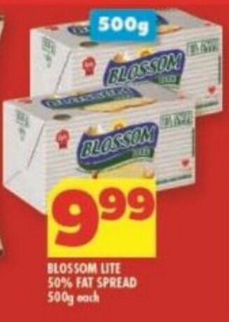 Usave Blossom Lite 50% Fat Spread 500g each offer