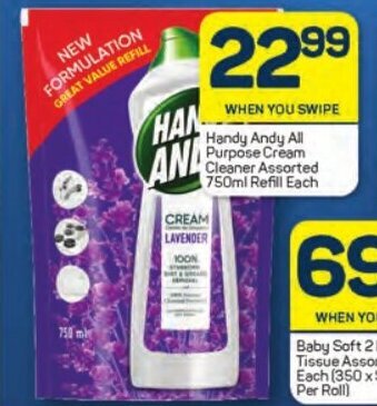 Pick n Pay Handy Andy All Purpose Cream Cleaner assorted 750ml refill each offer