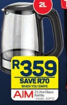 Pick n Pay AIM 2 Litre Glass Kettle offer