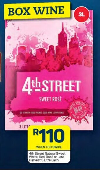 Pick n Pay 4th Street Natural Sweet White, Red, Rose or Late Harvest 3 Litre each offer