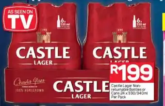 Pick n Pay Castle Lager Non-returnable Bottles or Cans 24x330/340ml per pack offer
