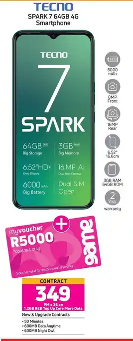 Game Tecno Spark 7 64GB 4G Smartphone offer