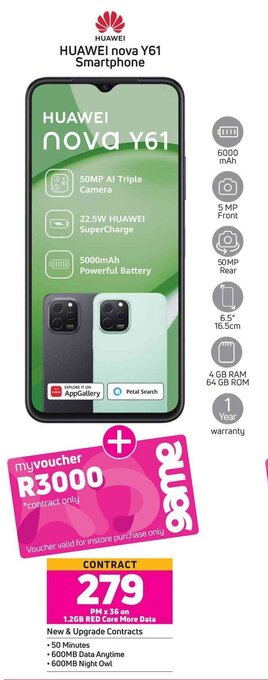 Game Huawei nova Y61 Smartphone offer