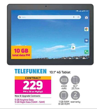 Game Telefunken 10.1" 4G Tablet offer