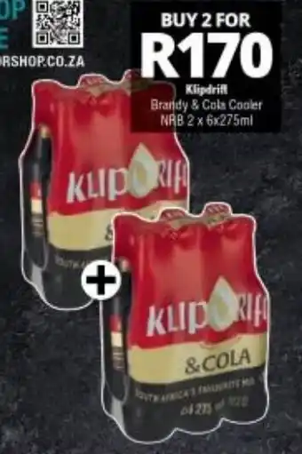 Checkers Klipdrift Brandy & Cola Cooler NRB 2x6x275ml offer