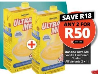Checkers Danone Ultra Mel Vanilla Flavoured Custard All Variants 2 x 1l offer