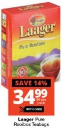 Checkers Laager Pure Rooibos Teabags offer