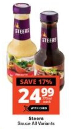 Checkers Steers Sauce All Variants offer