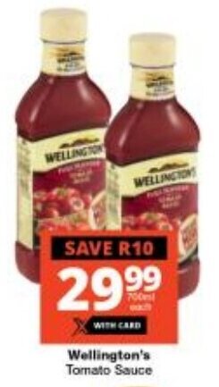 Checkers Wellington's Tomato Sauce offer