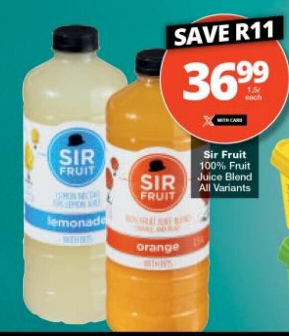 Sir Fruit 100 Fruit Juice Blend All Variants offer at Checkers