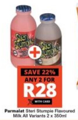 Checkers Parmalat Steri Stumpie Flavoured Milk All Variants 2 x 350ml offer