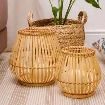 Whitehouse Bamboo woven candle holder lantern - large offer