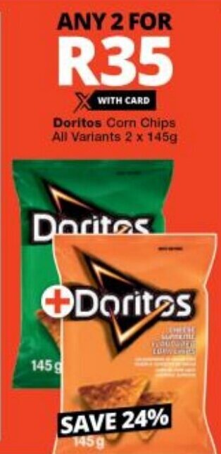 Checkers Doritos Corn Chips all variants 2x145g offer