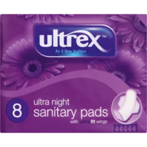 Ultrex ultra night sanitary pads 8 pack offer at Shoprite