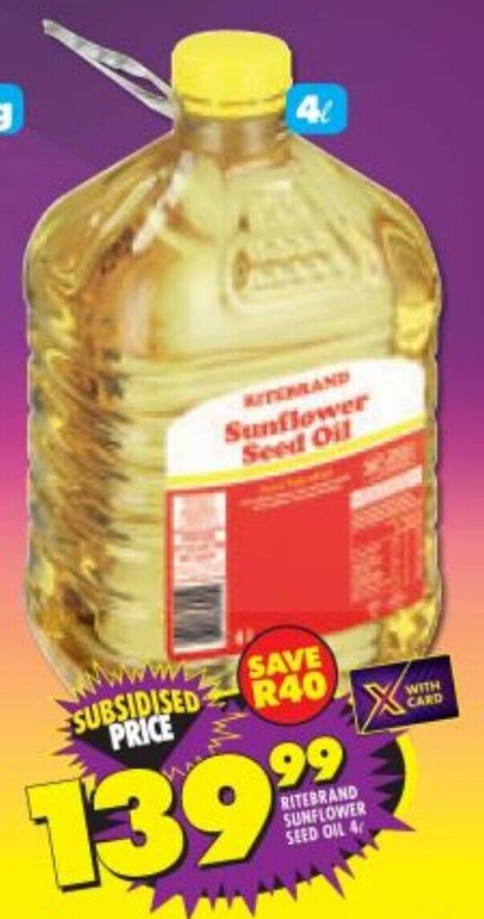 RITEBRAND SUNFLOWER SEED OIL 4 offer at Shoprite