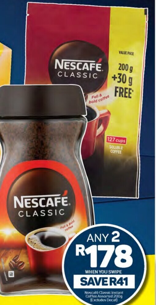 Nescafé Classic Instant Coffee Assorted 200g (Excludes Decat] offer at Pick n Pay