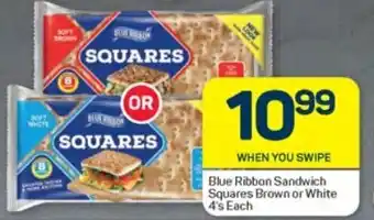 Pick n Pay Blue Ribbon Sandwich Squares Brown or White 4's Each offer