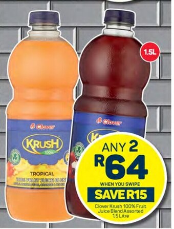 Pick n Pay Clover Krush 100% Fruit Juice Blend Assorted 1.5 Litre offer