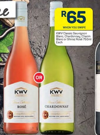 Pick n Pay KWV Classic Sauvignon Blanc, Chardonnay, Chenin Blanc or Shiraz Rosé 750ml Each offer