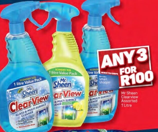 Mr Sheen Clearview Assorted 1 Litre offer at Pick n Pay