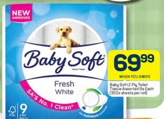 Pick n Pay Baby Soft 2 Ply Toilet Tissue Assorted 9s Each (350x sheets per roll offer
