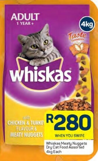 Pick n Pay Whiskas Meaty Nuggets Dry Cat Food Assorted 4kg Each offer