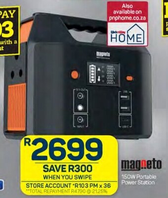 Pick n Pay magneto 150W Portable Power Station offer