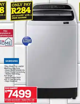 Pick n Pay SAMSUNG 15kg Silver Top Loader Washing Machine offer