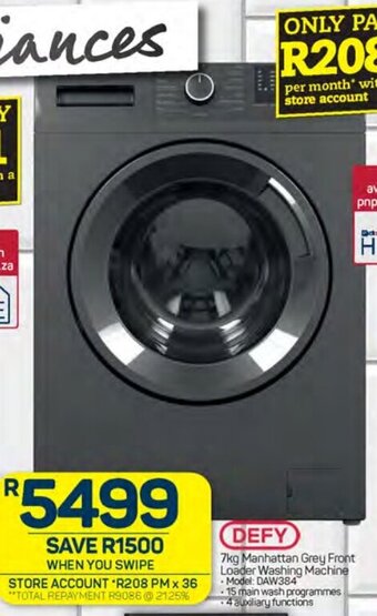 Pick n Pay DEFY 7kg Manhattan Grey Front Loader Washing Machine offer