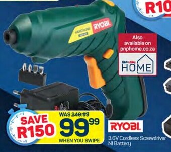 Pick n Pay Ryobi 3.6V Cordless Screwdriver NI Battery offer