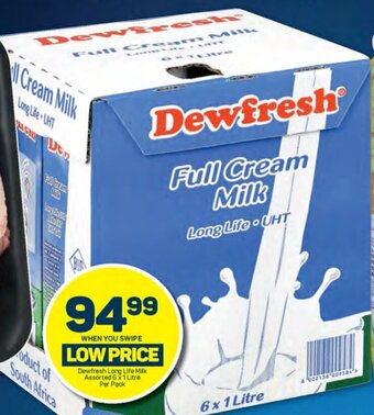 Pick n Pay Dewfresh Long Life Milk Assorted 6x1 Litre Per Pack offer